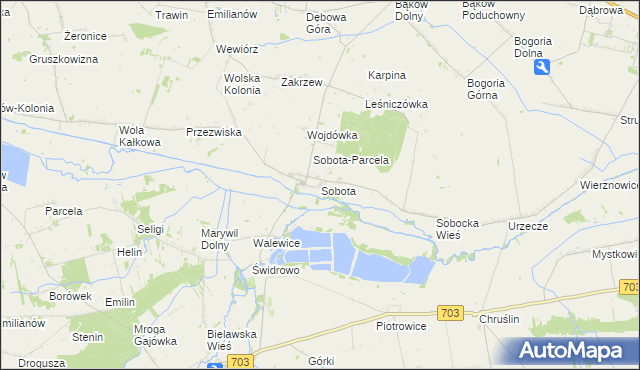 mapa Sobota gmina Bielawy, Sobota gmina Bielawy na mapie Targeo