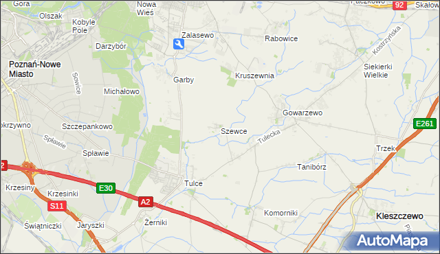 mapa Szewce gmina Kleszczewo, Szewce gmina Kleszczewo na mapie Targeo