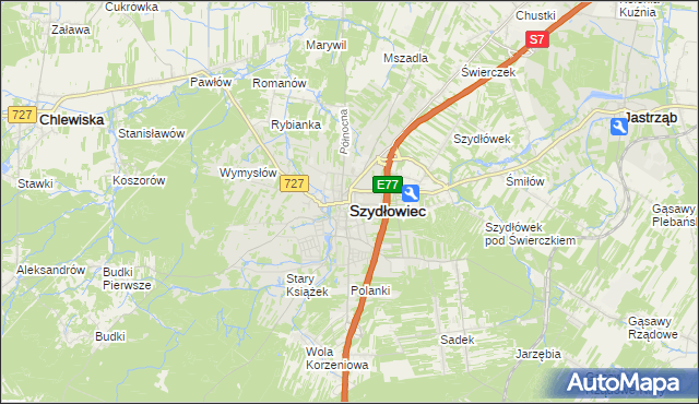 mapa Szydłowiec, Szydłowiec na mapie Targeo