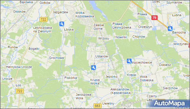 mapa Ustanów, Ustanów na mapie Targeo