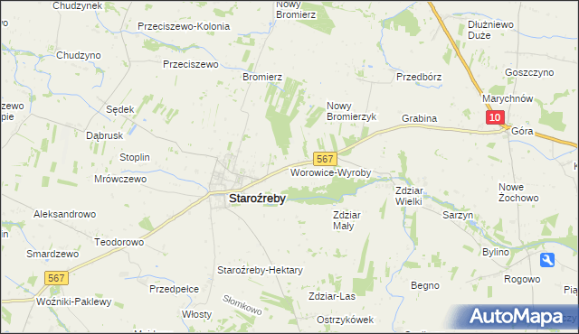 mapa Worowice-Wyroby, Worowice-Wyroby na mapie Targeo