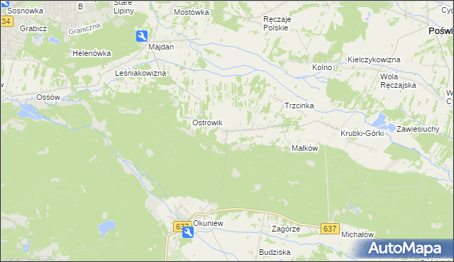 mapa Zabraniec, Zabraniec na mapie Targeo