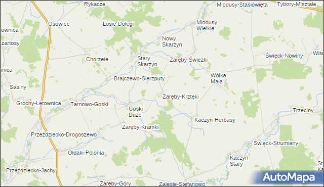 mapa Zaręby-Krztęki, Zaręby-Krztęki na mapie Targeo