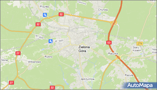 mapa Zielona Góra, Zielona Góra na mapie Targeo