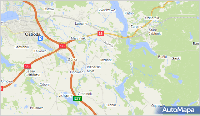 mapa Idzbark, Idzbark na mapie Targeo
