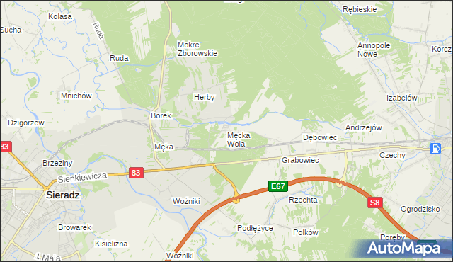 mapa Męcka Wola, Męcka Wola na mapie Targeo