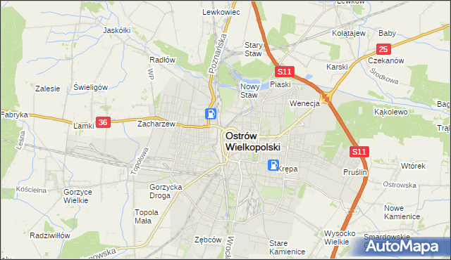 mapa Ostrów Wielkopolski, Ostrów Wielkopolski na mapie Targeo