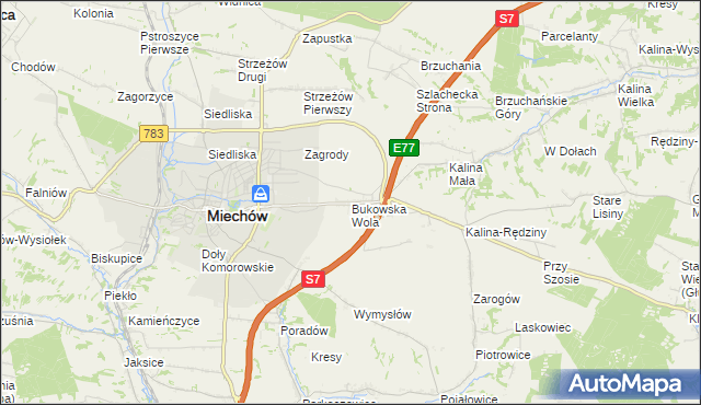 mapa Bukowska Wola, Bukowska Wola na mapie Targeo