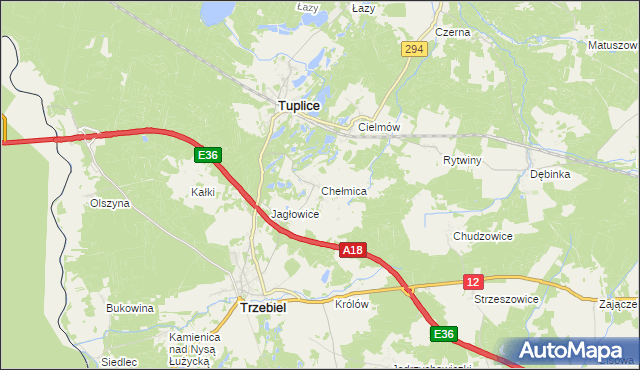 mapa Chełmica, Chełmica na mapie Targeo