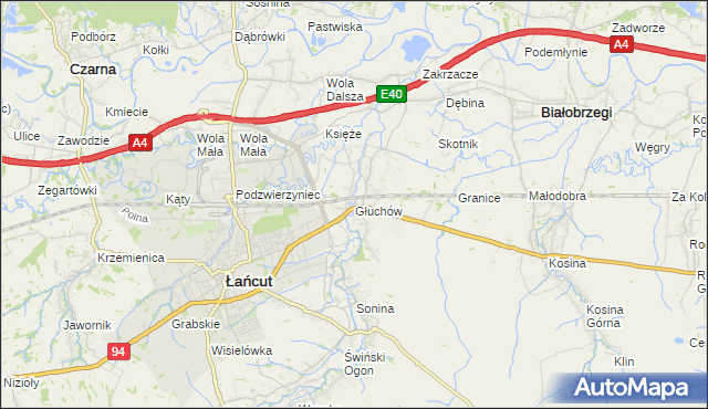 mapa Głuchów gmina Łańcut, Głuchów gmina Łańcut na mapie Targeo