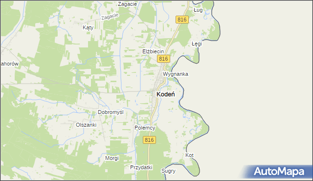 mapa Kodeń, Kodeń na mapie Targeo