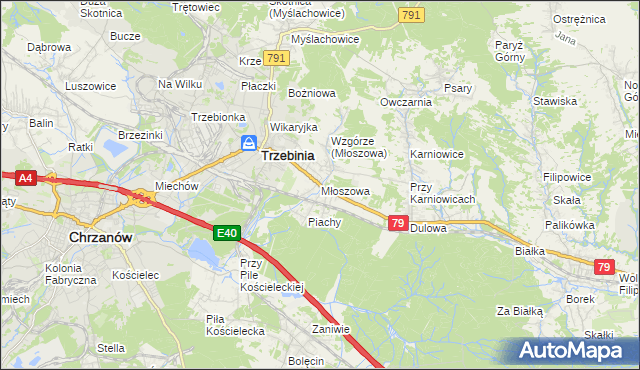 mapa Młoszowa, Młoszowa na mapie Targeo