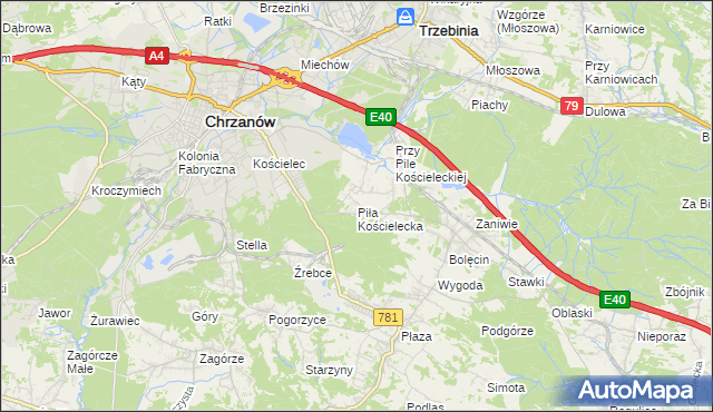 mapa Piła Kościelecka, Piła Kościelecka na mapie Targeo