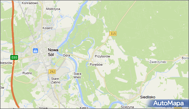 mapa Przyborów gmina Nowa Sól, Przyborów gmina Nowa Sól na mapie Targeo