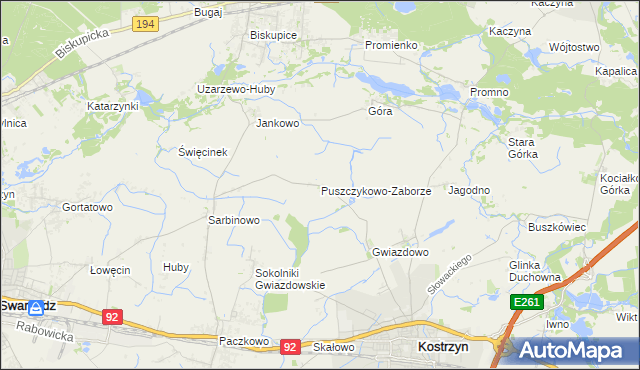 mapa Puszczykowo-Zaborze, Puszczykowo-Zaborze na mapie Targeo