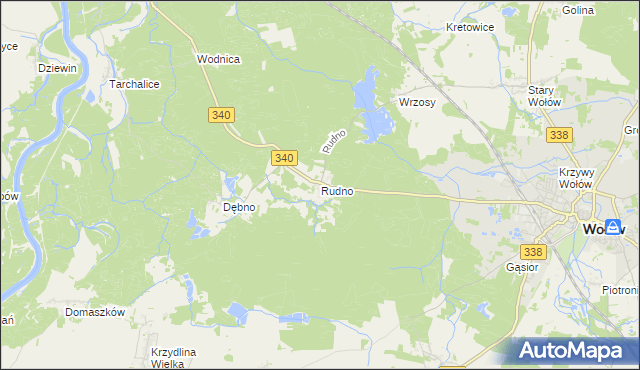 mapa Rudno gmina Wołów, Rudno gmina Wołów na mapie Targeo