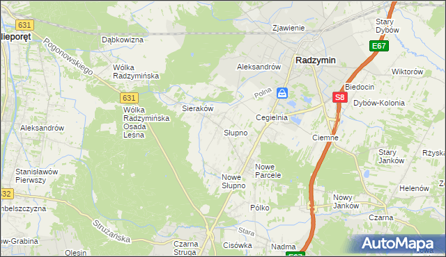 mapa Słupno gmina Radzymin, Słupno gmina Radzymin na mapie Targeo