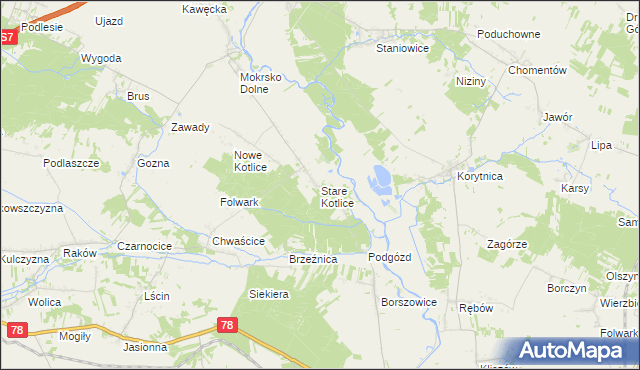 mapa Stare Kotlice, Stare Kotlice na mapie Targeo