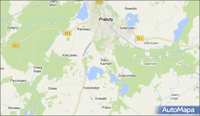 mapa Stary Kamień gmina Prabuty, Stary Kamień gmina Prabuty na mapie Targeo