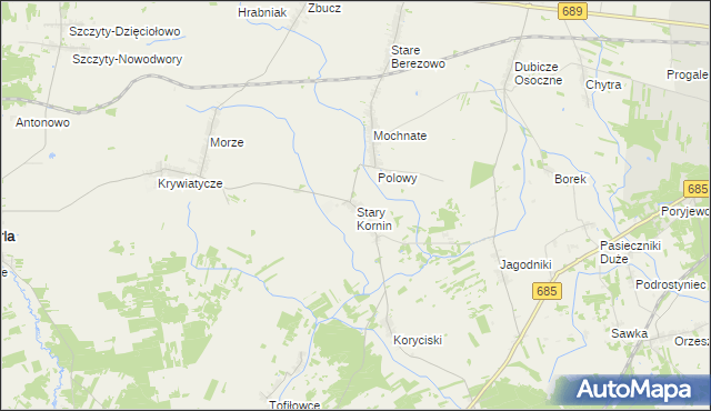 mapa Stary Kornin, Stary Kornin na mapie Targeo