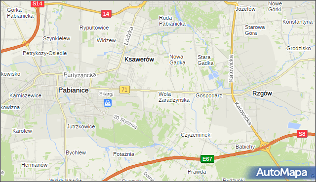 mapa Wola Zaradzyńska, Wola Zaradzyńska na mapie Targeo