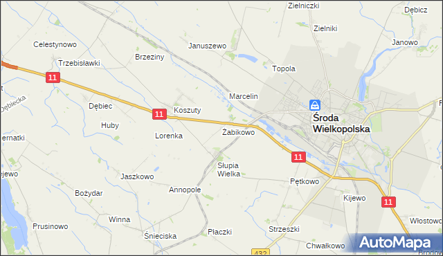 mapa Żabikowo, Żabikowo na mapie Targeo