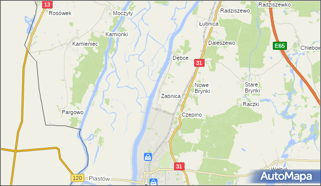 mapa Żabnica gmina Gryfino, Żabnica gmina Gryfino na mapie Targeo