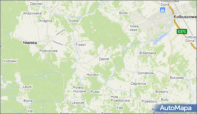 mapa Zapole gmina Niwiska, Zapole gmina Niwiska na mapie Targeo