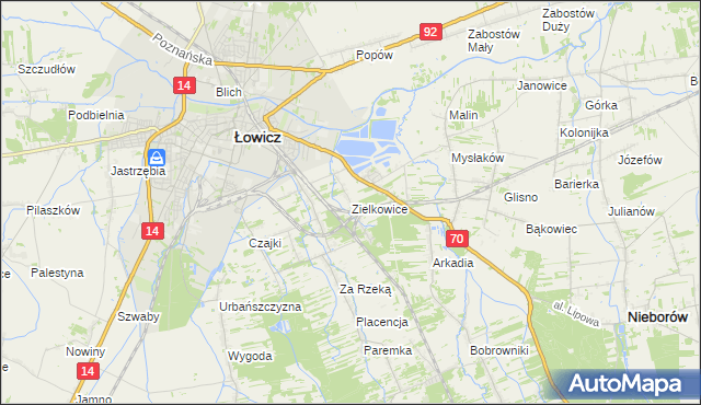 mapa Zielkowice, Zielkowice na mapie Targeo