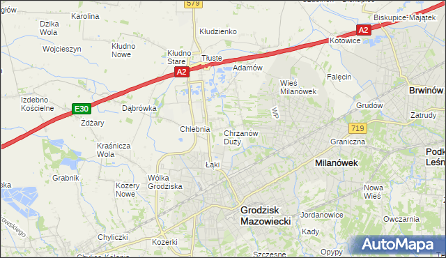 mapa Chrzanów Duży, Chrzanów Duży na mapie Targeo