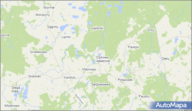 mapa Dzikowo Iławeckie, Dzikowo Iławeckie na mapie Targeo