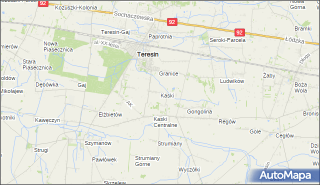 mapa Kaski gmina Baranów, Kaski gmina Baranów na mapie Targeo