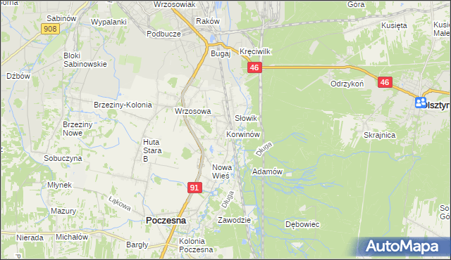 mapa Korwinów, Korwinów na mapie Targeo