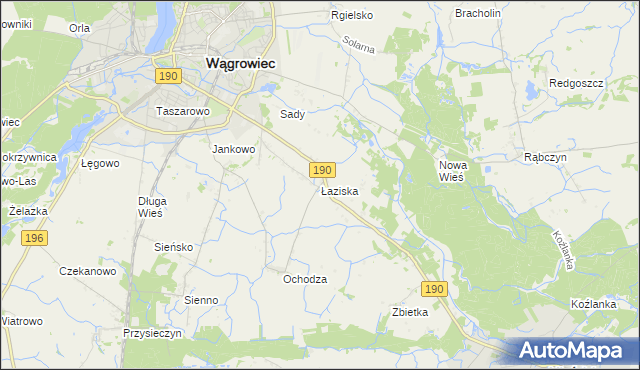 mapa Łaziska gmina Wągrowiec, Łaziska gmina Wągrowiec na mapie Targeo