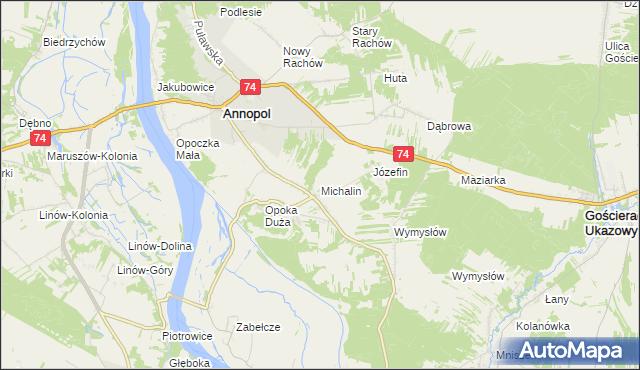 mapa Michalin gmina Annopol, Michalin gmina Annopol na mapie Targeo
