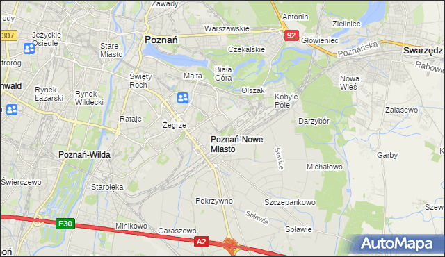 mapa Nowe Miasto gmina Poznań, Nowe Miasto gmina Poznań na mapie Targeo