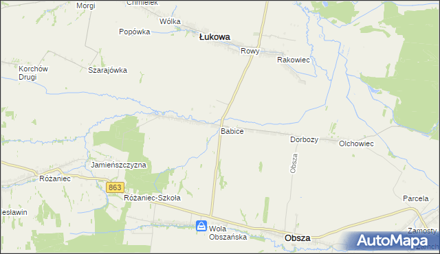 mapa Babice gmina Obsza, Babice gmina Obsza na mapie Targeo