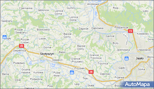 mapa Bączal Dolny, Bączal Dolny na mapie Targeo