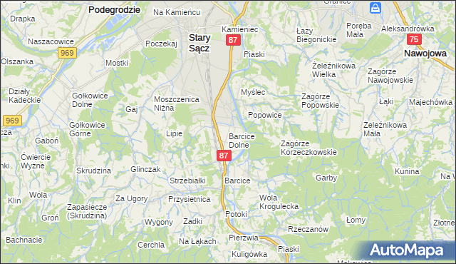 mapa Barcice Dolne, Barcice Dolne na mapie Targeo