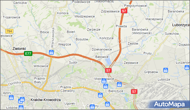 mapa Batowice, Batowice na mapie Targeo