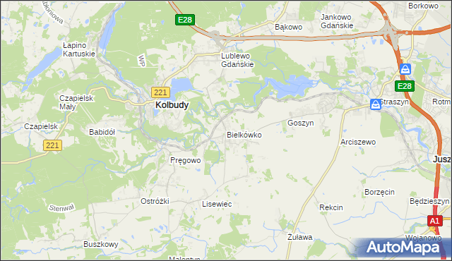 mapa Bielkówko, Bielkówko na mapie Targeo
