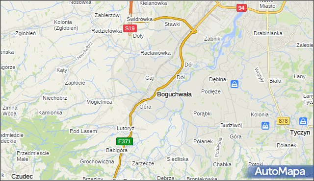 mapa Boguchwała powiat rzeszowski, Boguchwała powiat rzeszowski na mapie Targeo