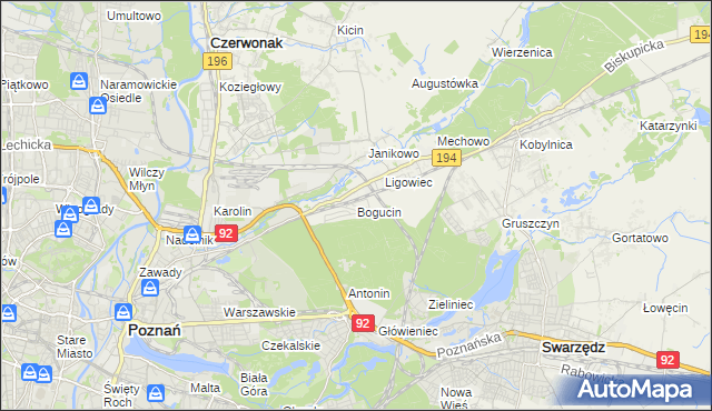 mapa Bogucin gmina Swarzędz, Bogucin gmina Swarzędz na mapie Targeo