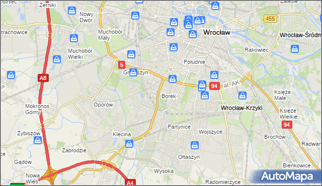 mapa Borek gmina Wrocław, Borek gmina Wrocław na mapie Targeo