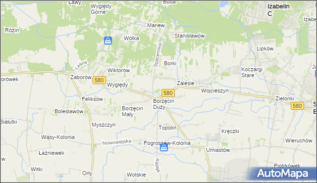 mapa Borzęcin gmina Stare Babice, Borzęcin gmina Stare Babice na mapie Targeo