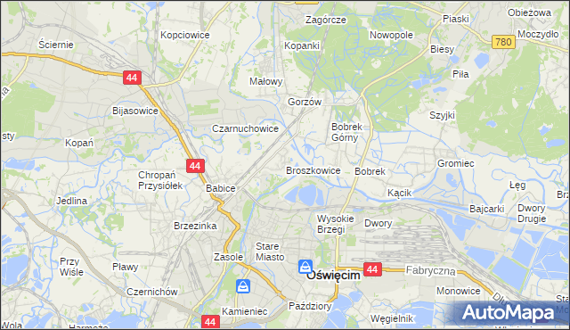 mapa Broszkowice, Broszkowice na mapie Targeo