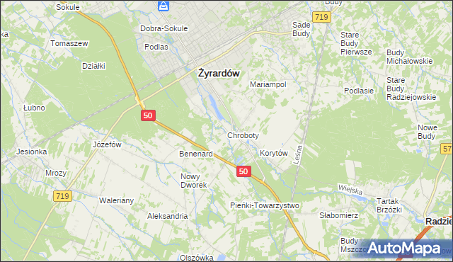 mapa Chroboty, Chroboty na mapie Targeo