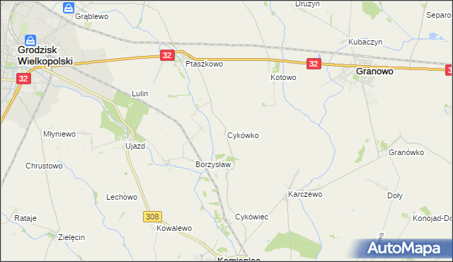 mapa Cykówko, Cykówko na mapie Targeo