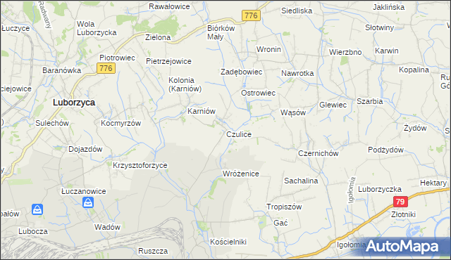 mapa Czulice, Czulice na mapie Targeo