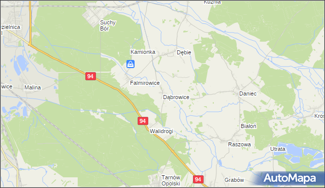 mapa Dąbrowice gmina Chrząstowice, Dąbrowice gmina Chrząstowice na mapie Targeo